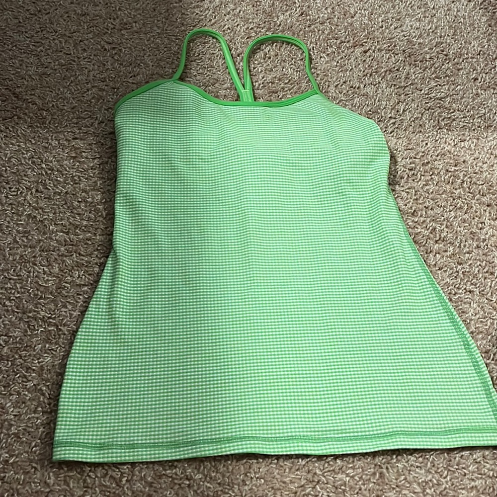 LULULEMON Green and white gingham tank top